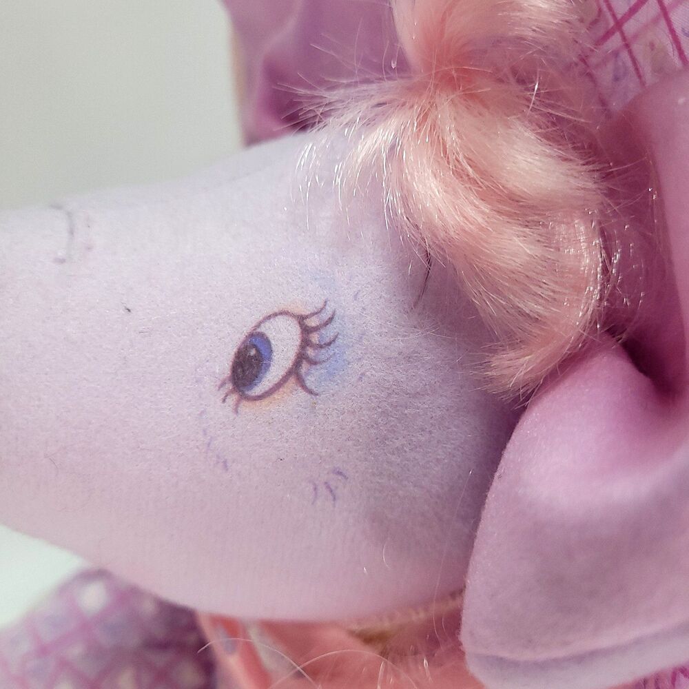 Pretty Piggies Hallmark Prissy Pig Plush 11" Southern Bell Purple Pink Tomy 1989 - Picture 10 of 16